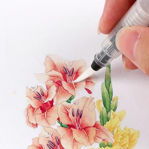 Refillable Watercolor Brush Pen Set – 6 Leak-Proof Blending Tips for Painting, Calligraphy & Adult Coloring in Saudi Arabia