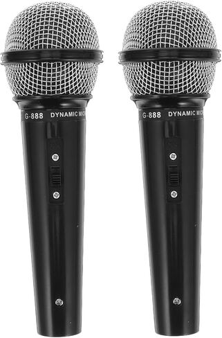 ميكروفون لعبة NUOBESTY للأطفال دعامة ميكروفون وهمية من البلاستيك للتظاهر باللعب بميكروفون للأطفال الصغار في عيد الميلاد والهالوين والكريسماس، دعائم للحفلات التنكرية قطعتان in Kuwait