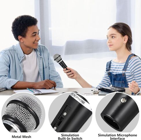 ميكروفون لعبة NUOBESTY للأطفال دعامة ميكروفون وهمية من البلاستيك للتظاهر باللعب بميكروفون للأطفال الصغار في عيد الميلاد والهالوين والكريسماس، دعائم للحفلات التنكرية قطعتان in Kuwait