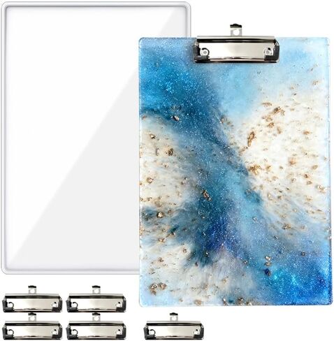 BIGEBO Clipboard Epoxy Resin Mold, A4 Letter Size Clipboard Resin Mold with 5PCS Stainless Steel Low-Profile Clip for Document Holder School Office Business in Saudi Arabia