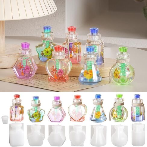 7 Set Wishing Bottle Storage Box Quicksand Molds Silicone Resin Mold with lids Resin Casting Molds,Shaker Bottle Resin Molds (Wishing Bottle) in Saudi Arabia