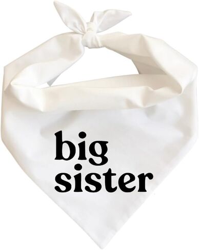 Big Sister Dog Bandana إعلان حمل الطفل، وشاح للحيوانات الأليفة، علامة بيضاء من القطن تكشف عن أجداد الزوج (كبير) in Kuwait