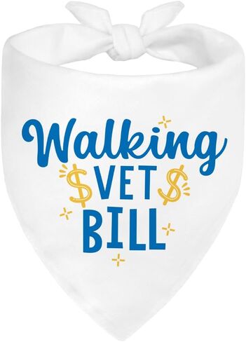 Walking Vet Bill White Dog Bandana, Funny Veterinary Visit Pets Scarf for Veterinary Clinic Animal Hospital Rescue Center, Pet Surgery Gifts for Dog Dad Mom Petlover Veterinarian in Saudi Arabia