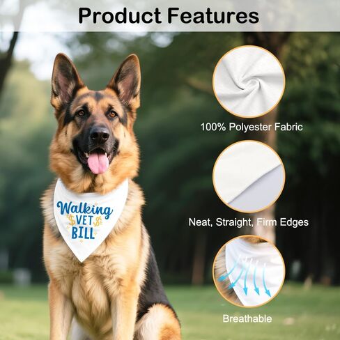 Walking Vet Bill White Dog Bandana, Funny Veterinary Visit Pets Scarf for Veterinary Clinic Animal Hospital Rescue Center, Pet Surgery Gifts for Dog Dad Mom Petlover Veterinarian in Saudi Arabia