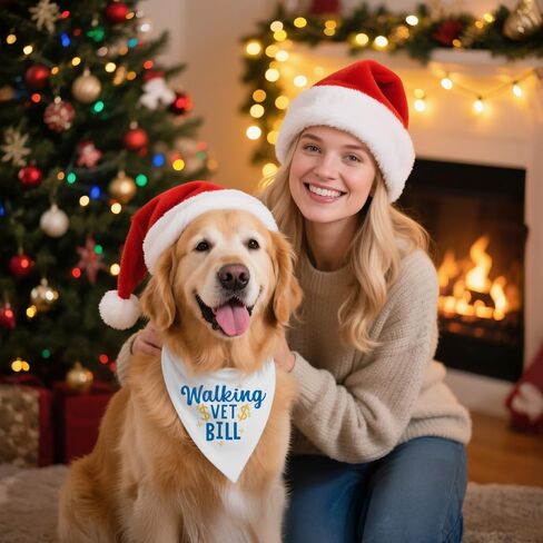 Walking Vet Bill White Dog Bandana, Funny Veterinary Visit Pets Scarf for Veterinary Clinic Animal Hospital Rescue Center, Pet Surgery Gifts for Dog Dad Mom Petlover Veterinarian in Saudi Arabia