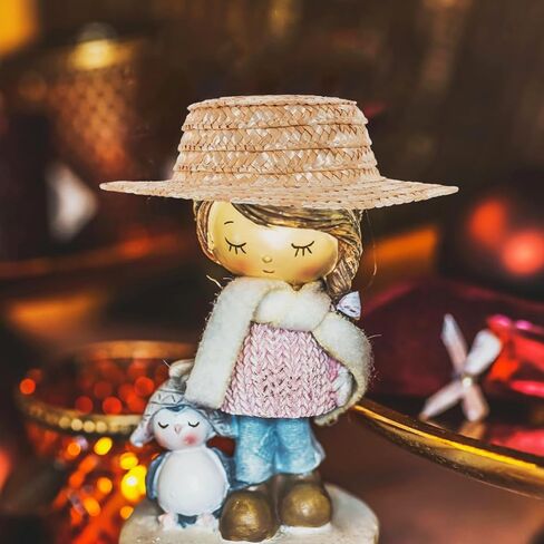 Gatuida Mini Straw Hat Doll Accessory Woven Decor for Dolls Small Round Top Hat for Crafting and Home Decoration Lightweight and Sturdy for Miniature Settings in Saudi Arabia