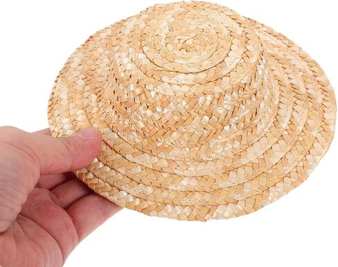 Gatuida Mini Straw Hat Doll Accessory Woven Decor for Dolls Small Round Top Hat for Crafting and Home Decoration Lightweight and Sturdy for Miniature Settings in Saudi Arabia