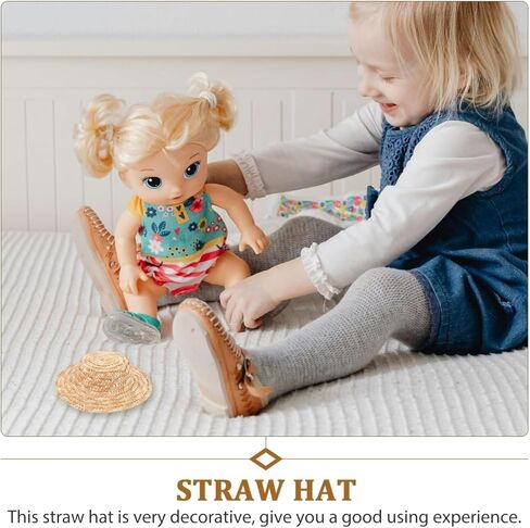 Gatuida Mini Straw Hat Doll Accessory Woven Decor for Dolls Small Round Top Hat for Crafting and Home Decoration Lightweight and Sturdy for Miniature Settings in Saudi Arabia