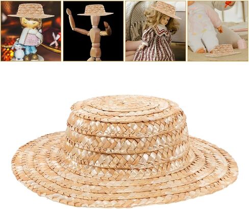Gatuida Mini Straw Hat Doll Accessory Woven Decor for Dolls Small Round Top Hat for Crafting and Home Decoration Lightweight and Sturdy for Miniature Settings in Saudi Arabia