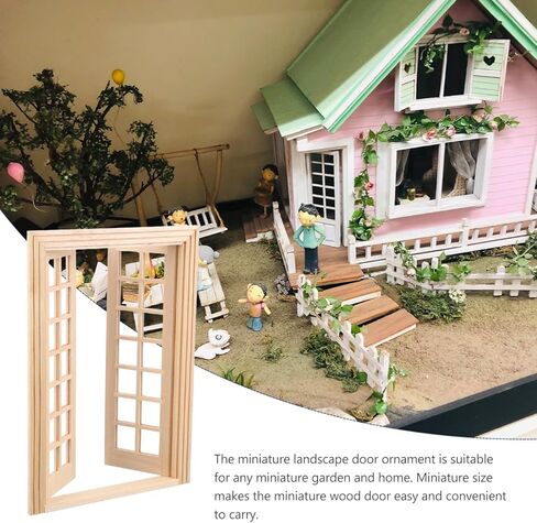 BESTonZON 1 12 Scale Wooden Dollhouse Door Mini Furniture Accessory 7.67X5.47 Inch Tiny Ornament for Doll House Decoration and Craft Projects in Saudi Arabia