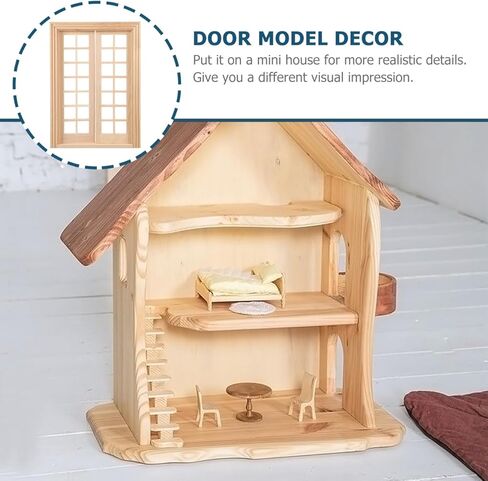 BESTonZON 1 12 Scale Wooden Dollhouse Door Mini Furniture Accessory 7.67X5.47 Inch Tiny Ornament for Doll House Decoration and Craft Projects in Saudi Arabia