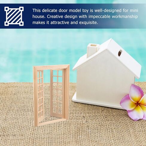 BESTonZON 1 12 Scale Wooden Dollhouse Door Mini Furniture Accessory 7.67X5.47 Inch Tiny Ornament for Doll House Decoration and Craft Projects in Saudi Arabia