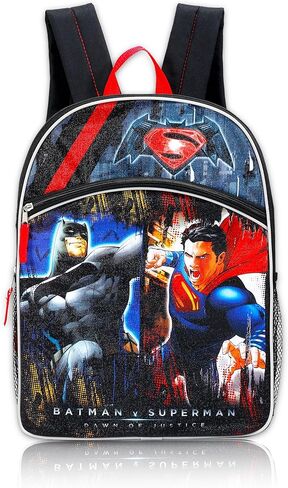 Warner Brothers Boys' Batman Vs. Superman Backpack Bundle, GREY/BLACK, 16" X 12" X 5" in Kuwait