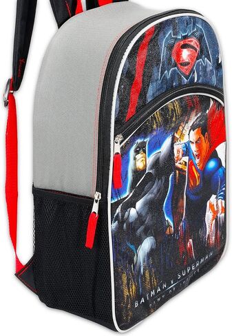 Warner Brothers Boys' Batman Vs. Superman Backpack Bundle, GREY/BLACK, 16" X 12" X 5" in Kuwait