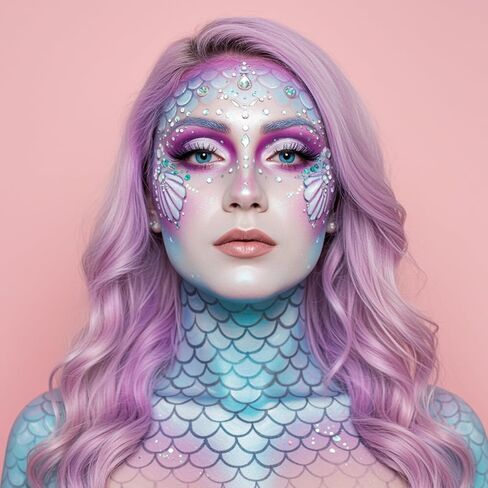 11Pcs Mermaid Face Paint Stencils, Reusable Mermaid Makeup Fish Scale Stencil, with Metal Ring Stencils for Painting Fish Scale Templates, for Women Girls Body Art Face Painting Wall Accessories in Saudi Arabia