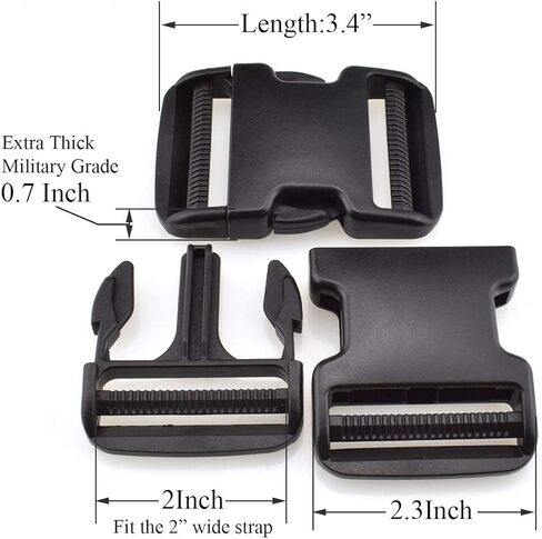 SGH Pro Extra Thick Hard Plastic Materials Military Grade Dual Adjustable Quick Side Release Buckles 2 Inch Wide 4 Pack Clips Snaps No Sewing Replacement for Nylon Strap Webbing Boat Cover Backpack in Kuwait