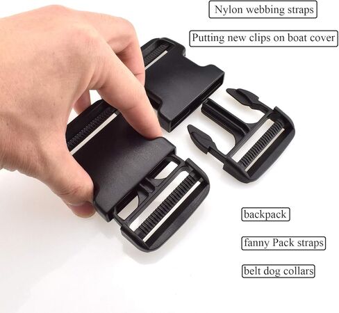 SGH Pro Extra Thick Hard Plastic Materials Military Grade Dual Adjustable Quick Side Release Buckles 2 Inch Wide 4 Pack Clips Snaps No Sewing Replacement for Nylon Strap Webbing Boat Cover Backpack in Kuwait