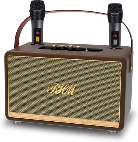 RHM K888 Karaoke Machine with Powerful & Clear Sounds, 2 Wireless Microphones & Echo/Treble/Bass Adjustment, 8000mAh Portable PA System Supports Bluetooth 5.0/AUX/USB for TV/Home/Party/Camping/Outdoor in Kuwait