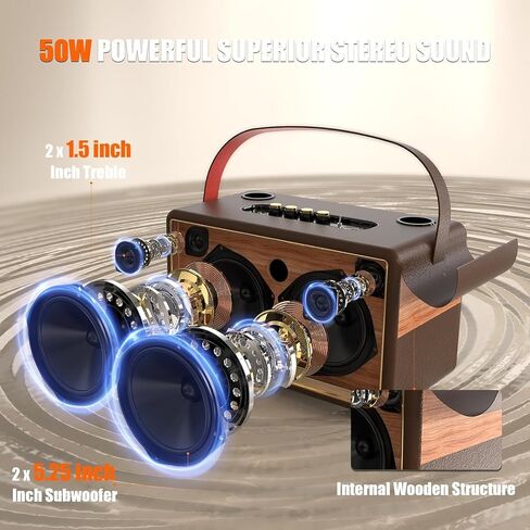 RHM K888 Karaoke Machine with Powerful & Clear Sounds, 2 Wireless Microphones & Echo/Treble/Bass Adjustment, 8000mAh Portable PA System Supports Bluetooth 5.0/AUX/USB for TV/Home/Party/Camping/Outdoor in Kuwait