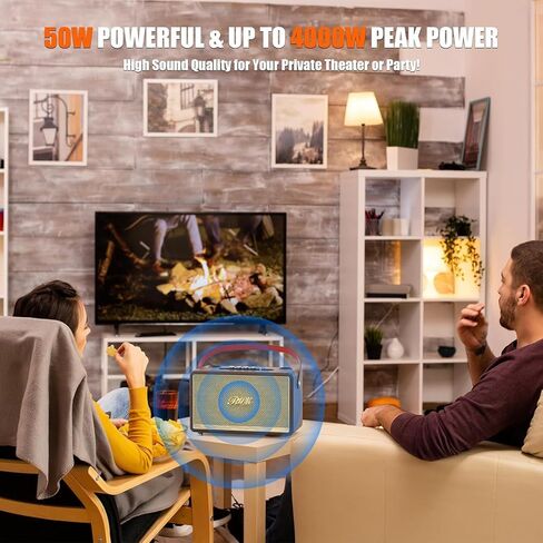 RHM K888 Karaoke Machine with Powerful & Clear Sounds, 2 Wireless Microphones & Echo/Treble/Bass Adjustment, 8000mAh Portable PA System Supports Bluetooth 5.0/AUX/USB for TV/Home/Party/Camping/Outdoor in Kuwait