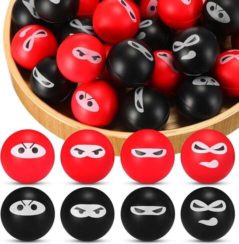 Jerify 40 Pack Ninja Party Favor Ninja Balls Stress Relief Balls PU Foam Sensory Stress Balls Hand Fidget Squeeze Stretchy Balls for Christmas Birthday Party Stuffers Gift, 4 Expressions in Saudi Arabia