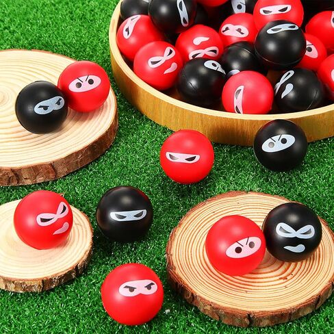 Jerify 40 Pack Ninja Party Favor Ninja Balls Stress Relief Balls PU Foam Sensory Stress Balls Hand Fidget Squeeze Stretchy Balls for Christmas Birthday Party Stuffers Gift, 4 Expressions in Saudi Arabia