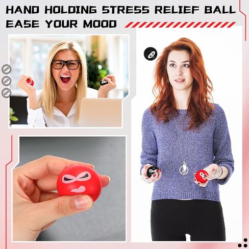Jerify 40 Pack Ninja Party Favor Ninja Balls Stress Relief Balls PU Foam Sensory Stress Balls Hand Fidget Squeeze Stretchy Balls for Christmas Birthday Party Stuffers Gift, 4 Expressions in Saudi Arabia