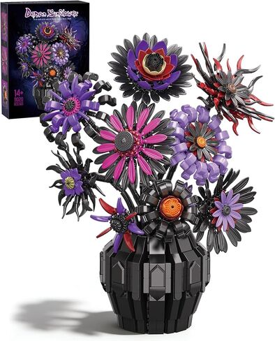 Dark Sunflowers Building Set with Vase, Gothic Purple Van Gogh Sunflower for Home Decor, Compatible with Lego Sunflower Botanicals Collection, 1183 PCS in Saudi Arabia
