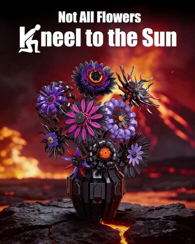 Dark Sunflowers Building Set with Vase, Gothic Purple Van Gogh Sunflower for Home Decor, Compatible with Lego Sunflower Botanicals Collection, 1183 PCS in Saudi Arabia