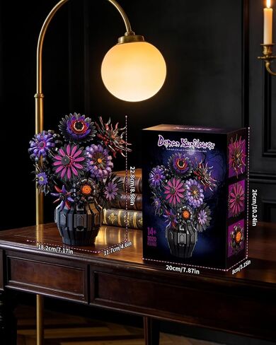 Dark Sunflowers Building Set with Vase, Gothic Purple Van Gogh Sunflower for Home Decor, Compatible with Lego Sunflower Botanicals Collection, 1183 PCS in Saudi Arabia