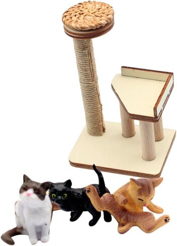 ibasenice 1set Miniature Cat Scratching Post Realistic Cat Tree Model for Dollhouse Decor for Mini House Scenes in Saudi Arabia