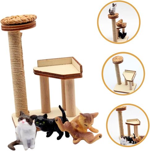 ibasenice 1set Miniature Cat Scratching Post Realistic Cat Tree Model for Dollhouse Decor for Mini House Scenes in Saudi Arabia