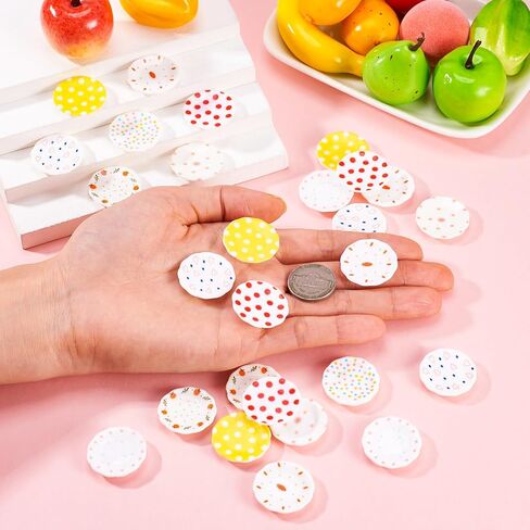 Kissiity 40Pcs Colorful Plastic Miniature Dollhouse Plates Mini Kitchen Set Fake Tableware Dishes Ornaments Miniature Things Stuff Tray Mini Model for Micro Landscape Pretending Prop Decoration Crafts in Saudi Arabia