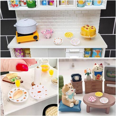 Kissiity 40Pcs Colorful Plastic Miniature Dollhouse Plates Mini Kitchen Set Fake Tableware Dishes Ornaments Miniature Things Stuff Tray Mini Model for Micro Landscape Pretending Prop Decoration Crafts in Saudi Arabia