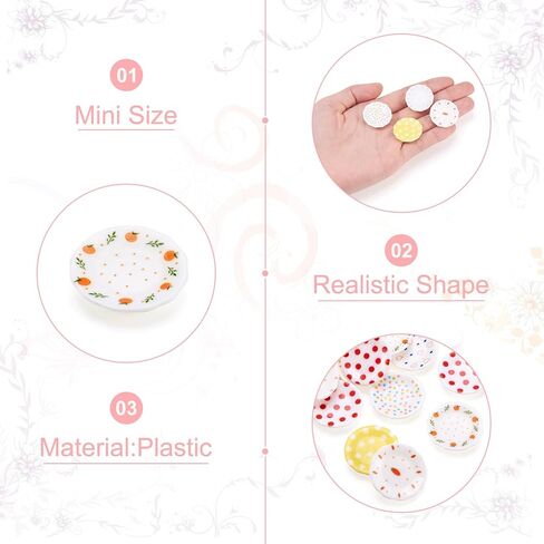 Kissiity 40Pcs Colorful Plastic Miniature Dollhouse Plates Mini Kitchen Set Fake Tableware Dishes Ornaments Miniature Things Stuff Tray Mini Model for Micro Landscape Pretending Prop Decoration Crafts in Saudi Arabia