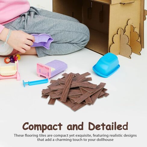 DECHOUS 40Pcs Miniature Dollhouse Flooring Self Adhesive Dollhouse Wood Flooring for DIY Doll House Decor Peel and Stick Floor Accessory (Dark Brown) in Saudi Arabia