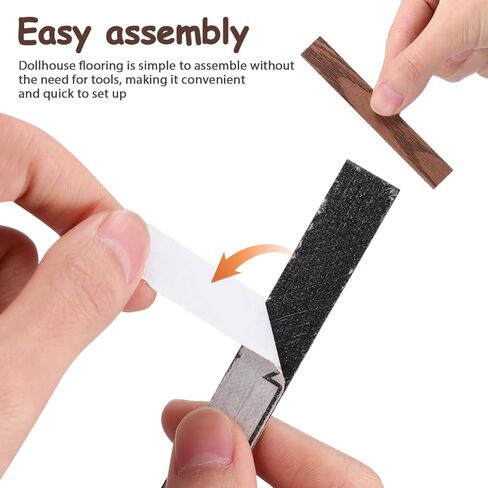 DECHOUS 40Pcs Miniature Dollhouse Flooring Self Adhesive Dollhouse Wood Flooring for DIY Doll House Decor Peel and Stick Floor Accessory (Dark Brown) in Saudi Arabia