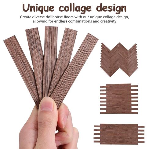 DECHOUS 40Pcs Miniature Dollhouse Flooring Self Adhesive Dollhouse Wood Flooring for DIY Doll House Decor Peel and Stick Floor Accessory (Dark Brown) in Saudi Arabia