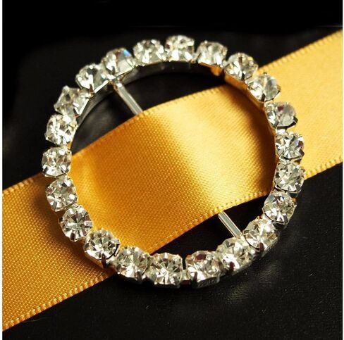 JenlyFavors 1.75 بوصة من حجر الراين الكريستالي المستدير بأبازيم شريطية (4 قطع) ديكورات مفضلة in Kuwait