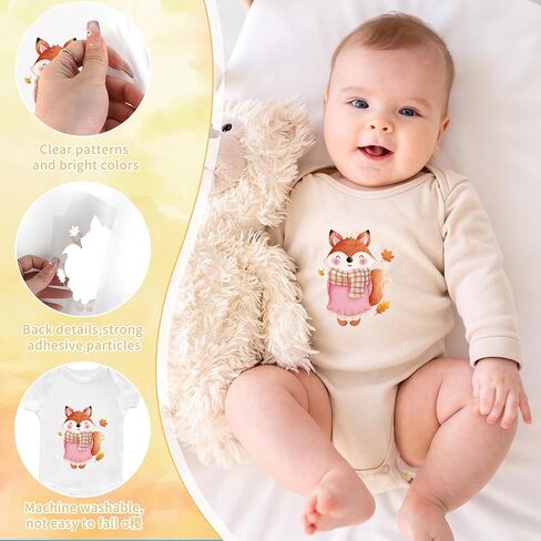 30 Sheets Fall Baby Iron on Transfers for Onesies, Cute Animal DTF Transfers Ready to Press Heat Transfers Vinyl, Iron on Decals for Baby Shower Bodysuit Bibs T-Shirts Clothes DIY Crafts in Saudi Arabia