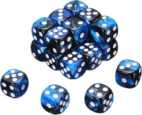 uxcell 24Pcs 6 Sided Colored Standard Dice, 16mm Acrylic D6 Mini Polyhedral Pearl Pattern Two Tone Colors Game Dice Set for Table Games, Black/Red, White Point in Saudi Arabia