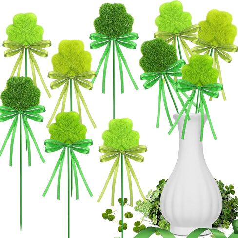 60 Pcs St. Patrick's Day Shamrock Picks Irish Shamrock Foam Picks St. Patrick's Day Clover Puffy Sticks for Irish Tree Green Floral Arrangement Bouquet Wedding Table Centerpiece Vase Filler Home Decor in Saudi Arabia