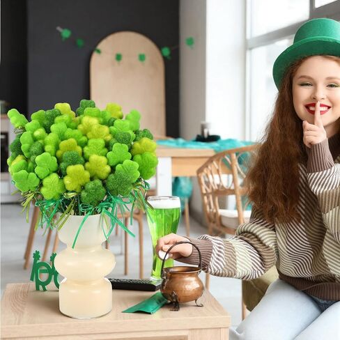 60 Pcs St. Patrick's Day Shamrock Picks Irish Shamrock Foam Picks St. Patrick's Day Clover Puffy Sticks for Irish Tree Green Floral Arrangement Bouquet Wedding Table Centerpiece Vase Filler Home Decor in Saudi Arabia