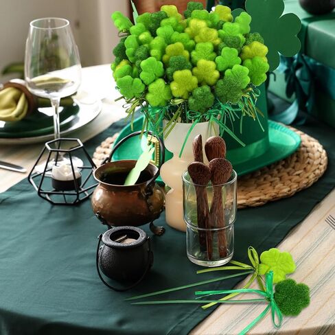60 Pcs St. Patrick's Day Shamrock Picks Irish Shamrock Foam Picks St. Patrick's Day Clover Puffy Sticks for Irish Tree Green Floral Arrangement Bouquet Wedding Table Centerpiece Vase Filler Home Decor in Saudi Arabia
