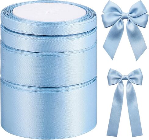 4 Size Light Blue Ribbon, Total 40 Yards (1 1/2 Inch, 1 Inch, 3/8 Inch, 1/4 Inch), Baby Blue Satin Ribbon for Gift Wrapping Crafts Bouquet Baby Shower Wedding Decoration in Saudi Arabia