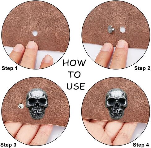 4pcs Skull Screw Back Punk Skull Head Alloy Rivets Screw Brass Screw Back Leather Crafting Skull for Bag Hat Shoe Jacket Belt Motorcycle in Saudi Arabia