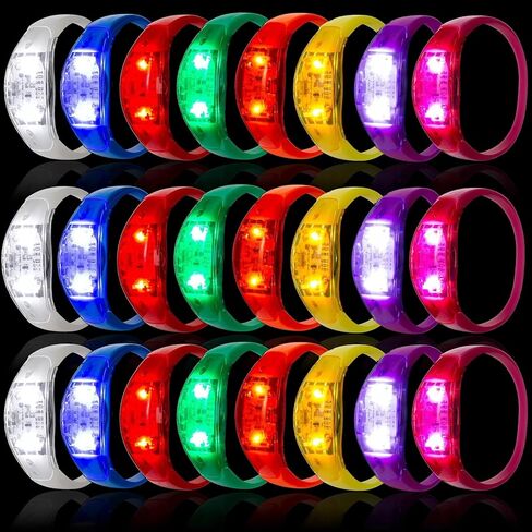96 قطعة من أساور LED المتوهجة بالصوت، أساور مضيئة للبالغين والأطفال، تتوهج في الظلام، لوازم حفلات أعياد الميلاد، هدايا عيد الميلاد، الهالوين، الهذيان، رأس السنة، الحفلات الموسيقية in Kuwait