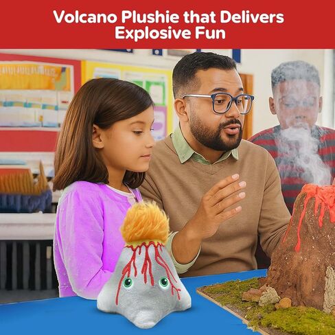 Thunderheads Volcano Plush, Earth Science Plushie with Colorful Lava and Erupting Design, Educational Fact Card STEM, goes Well with Volcano Kit, Geology Gift for Families, Friends and Adventurers in Saudi Arabia