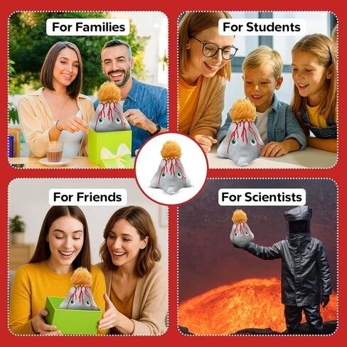 Thunderheads Volcano Plush, Earth Science Plushie with Colorful Lava and Erupting Design, Educational Fact Card STEM, goes Well with Volcano Kit, Geology Gift for Families, Friends and Adventurers in Saudi Arabia