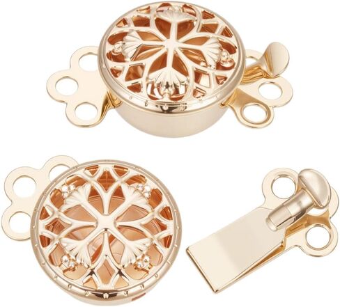 5 Pcs Real 14K Gold Plated Filigree Necklace Clasp, Alloy Oval Fish Hook Clasp Horse Eye Jewelry Slide Clasp Bracelet Connector for Necklace Bracelet Chain Jewelry in Saudi Arabia
